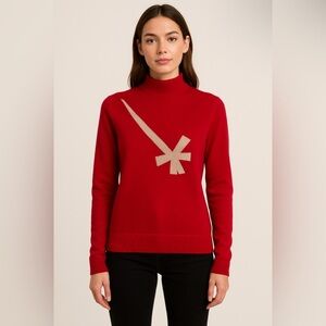 Who is Who Cashmere Red Mock Neck Sweater Size S Apres Ski Cabincore Cozy